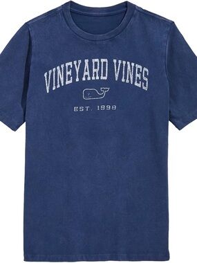 Vineyard Vines Blue Logo Tee with Whale Print - Boys L